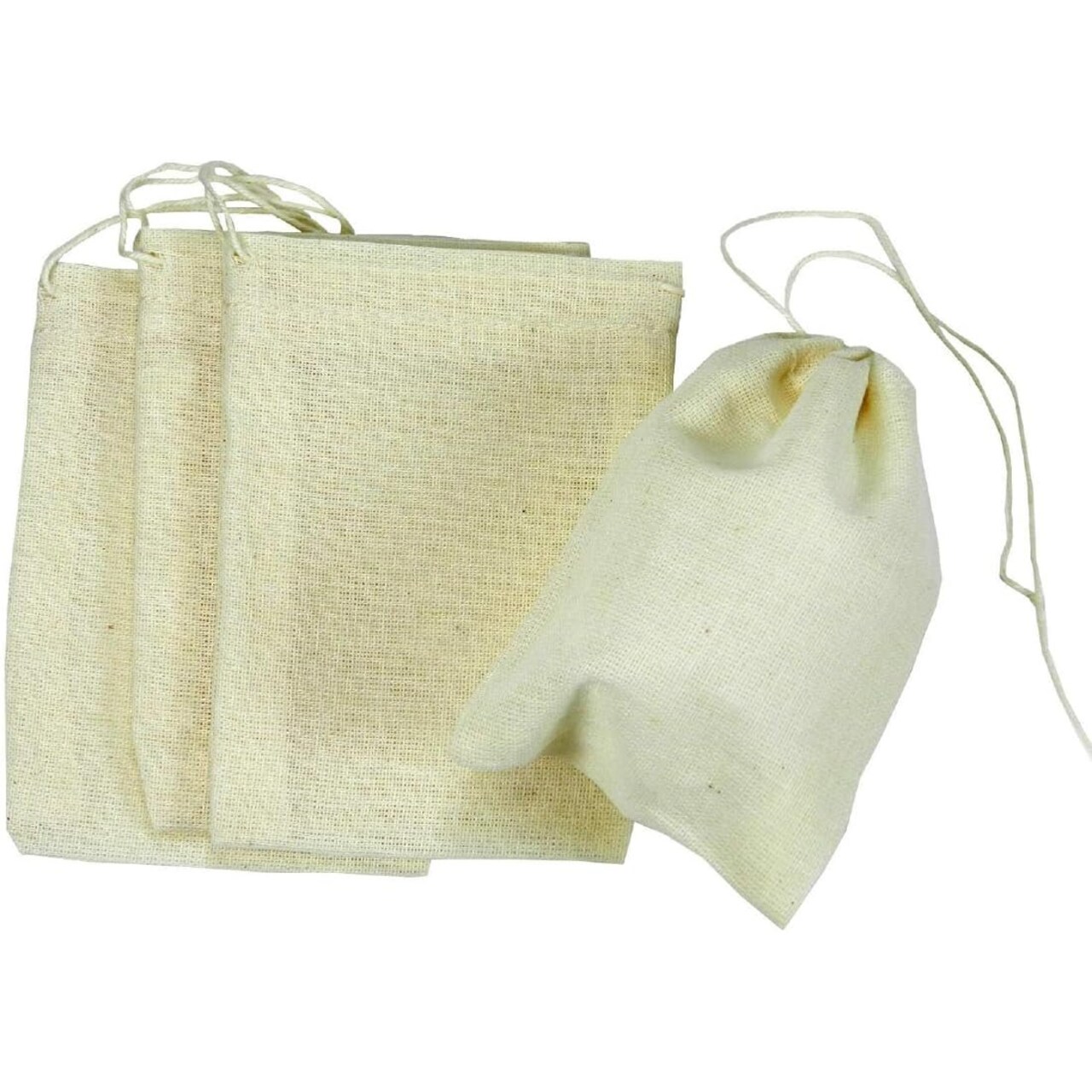 Regency 100% Cotton Spice Bags with Drawstring for Enclosing Bulk Spices, Tea, Potpourri, Jewelry - Set of 4 Bags